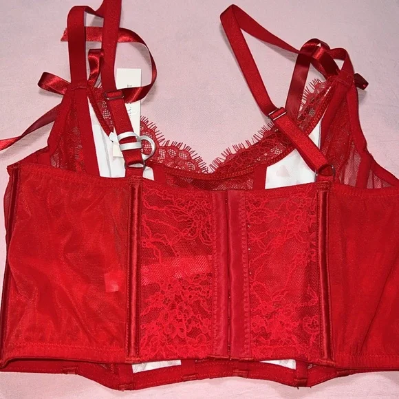 NEW Victorias Secret Dream Angels Valentine's Lace-up Corset Bra Crop Top Heart - Picture 5 of 10